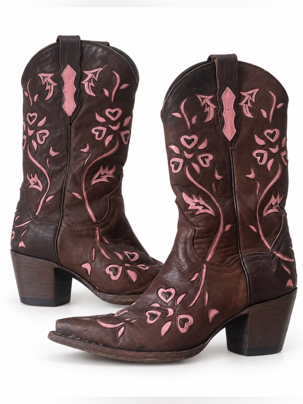Brown and Pink Coquette Romantic Western Girly Cowboy Boots Dan Post